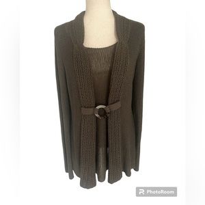 Stera Brown Knit Sweater with ring detail size‎ large NWT